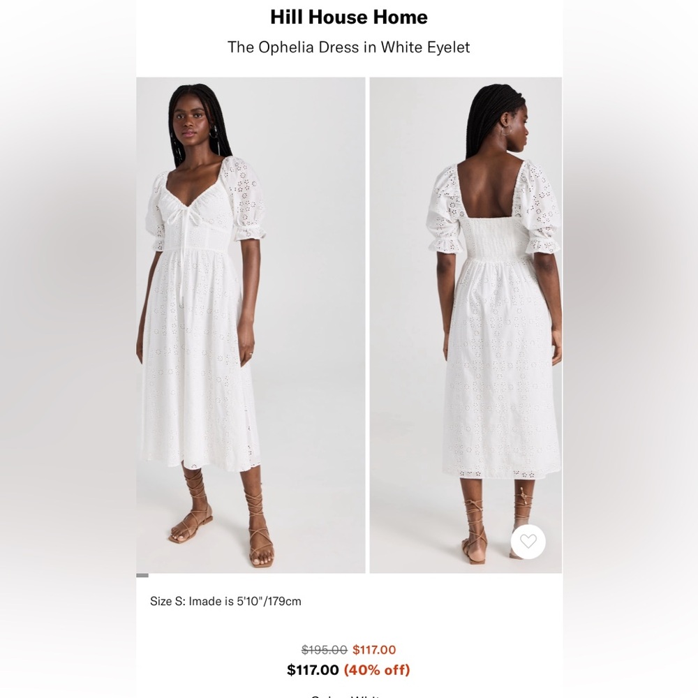 Hill House Home Ophelia Dress in White Eyelet XS